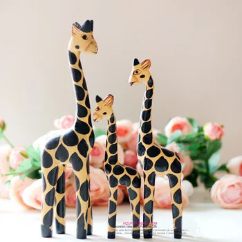 

New Year Family Wooden Christmas Gift Deer Model Happiness Furnishing Articles Carving Wood Painting Crafts Home Decor Miniature