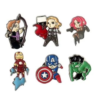 

12pcs The Avengers Captain America Brooch iron man pin Black Widow thor Hulk figure bag Pins gift women brooches jewelry