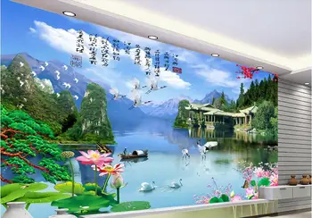 

3d room wallpaper custom mural non-woven picture wall sticker 3 d Mountain pavilion painting photo wallpaper for walls 3 d