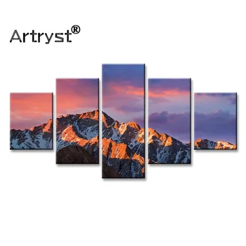 

5 Pcs Mountain Natural Landscape HD Print Canvas Painting Poster Wall Art Spectacular Sun Wall Art Picture For The Living Room