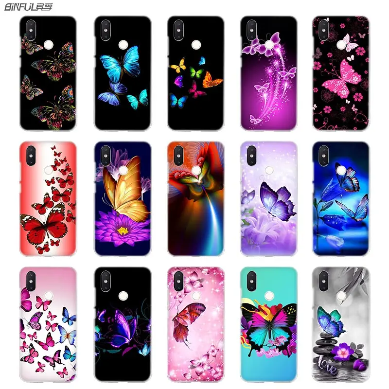 

BinFul phone case Transparent Hard cover for Xiaomi mi Redmi Note 7 5 4 3 4X 5A 6 Pro 64g S2 Plus Fantasy Colorful Butterfly