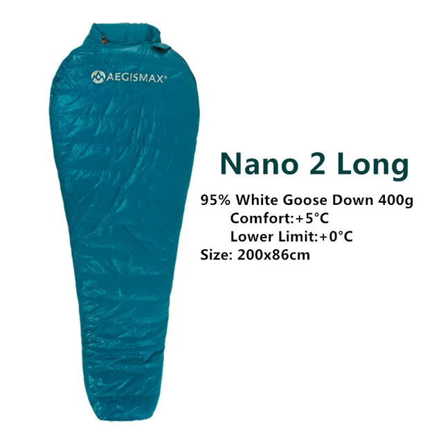 AEGISMAX уличный кемпинговый ультра-светильник для мам 95%, 800FP, спальный мешок на гусином пуху, весенний, осенний, зимний тент, светильник, спальный мешок - Цвет: Nano 2 Long 400g