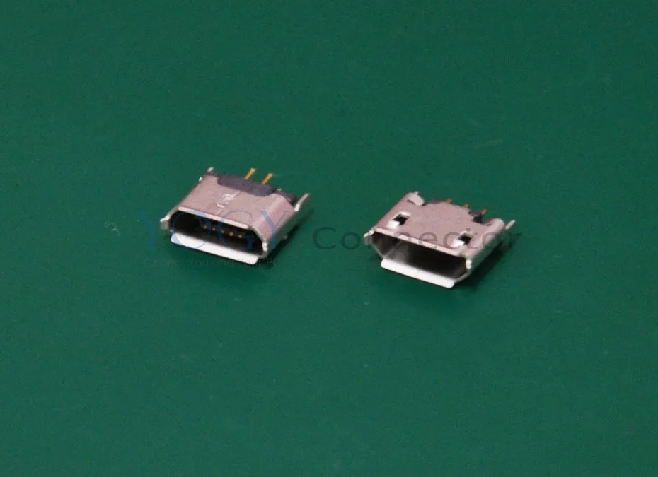 (100 шт./лот) Женский 5 pin Micro USB разъем 180 градусов 2 фиксированные ножки данных