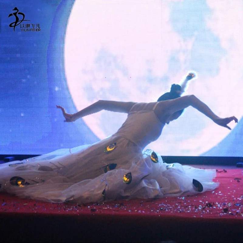 Китайские танцевальные костюмы/Новинка, расшитые блестками вечерние платья для танцев с павлином/вечерние костюмы для танцев
