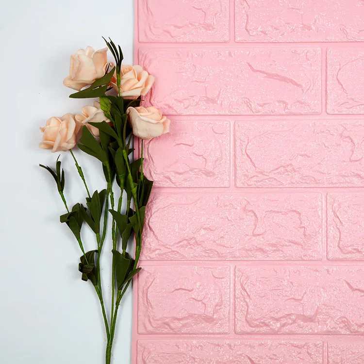 Pink Домашний декор, настенные наклейки, кирпичный узор, старая стена, обновленная панель, Детская безопасность, 3D фон для комнаты, ТВ, украшение, красный - Цвет: Pink