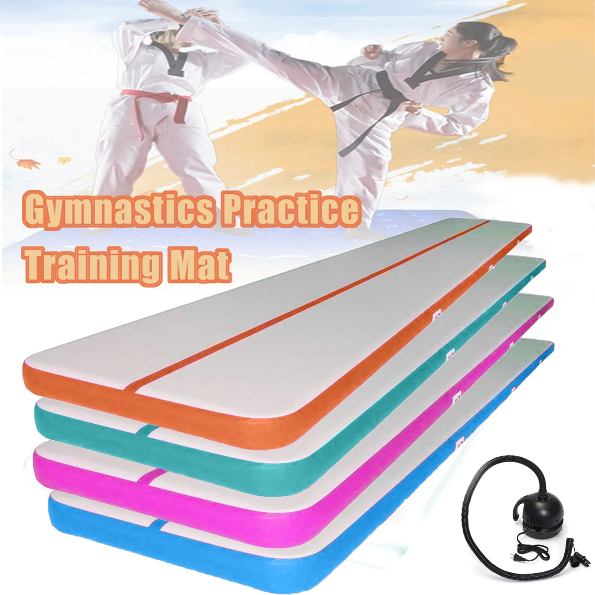 

400x100x10cm Inflatable Air Track Gymnastics Practice Mat Tumbling Training Pad+220v Air Pump