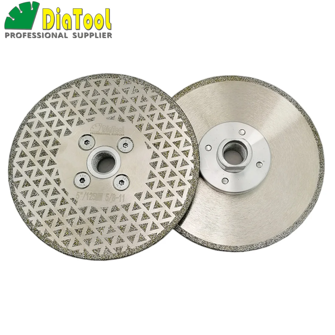 DIATOOL 2pcs 5inch/125mm Single Side Coated Electroplated Diamond Cutting Disc 5/8 11 Flange Saw
