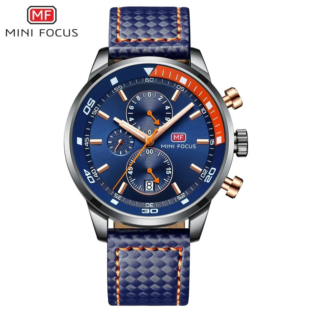 Мини фокус часы для мужчин s люксовый бренд спортивные часы для мужчин модные кожаные Наручные часы черный синий кофе мужские часы для джентльмена - Цвет: Синий
