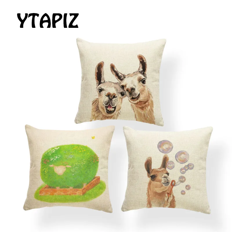Чехол с животными из мультфильмов для подушки квадратный 45x45 см полиэстер Овечья