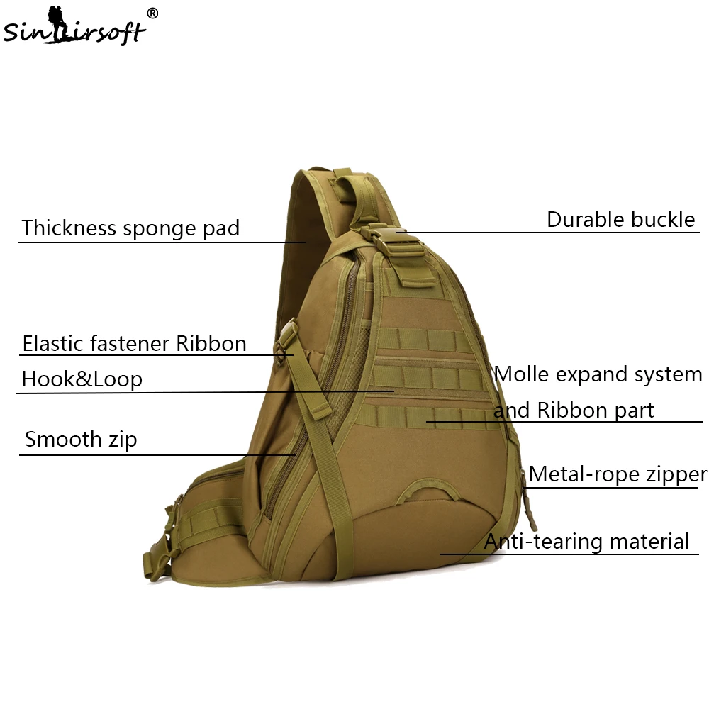 Sinairsoft мужская тактический рюкзак большой емкости дорожные сумки на ремне Рюкзак Груди Упакованные 14 дюймов ноутбук Тактический спортивная сумка