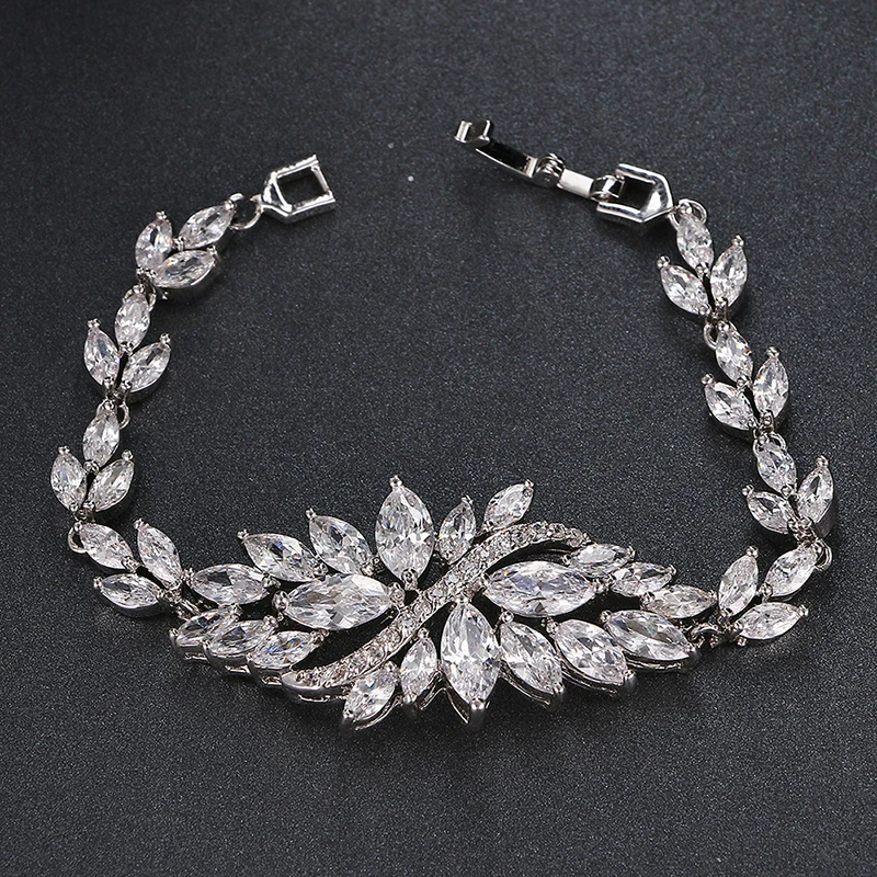 Goede Emmaya Rose Wit Goud Kleur AAA Kubieke Zirkoon Armbanden Armbanden Luxe Bruiloft Armband Vrouwen Gift