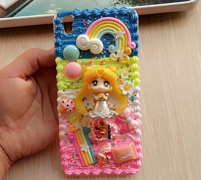 Новый DIY кремовый чехол для Oneplus 5/6 3D Сейлор Мун телефона OnePlus 5T ручной работы