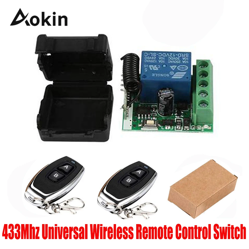 

433Mhz Universal Wireless Remote Switch DC 12V 1CH relay Receiver Module and 4 pieces RF Transmitter 433 Mhz Remote Controls