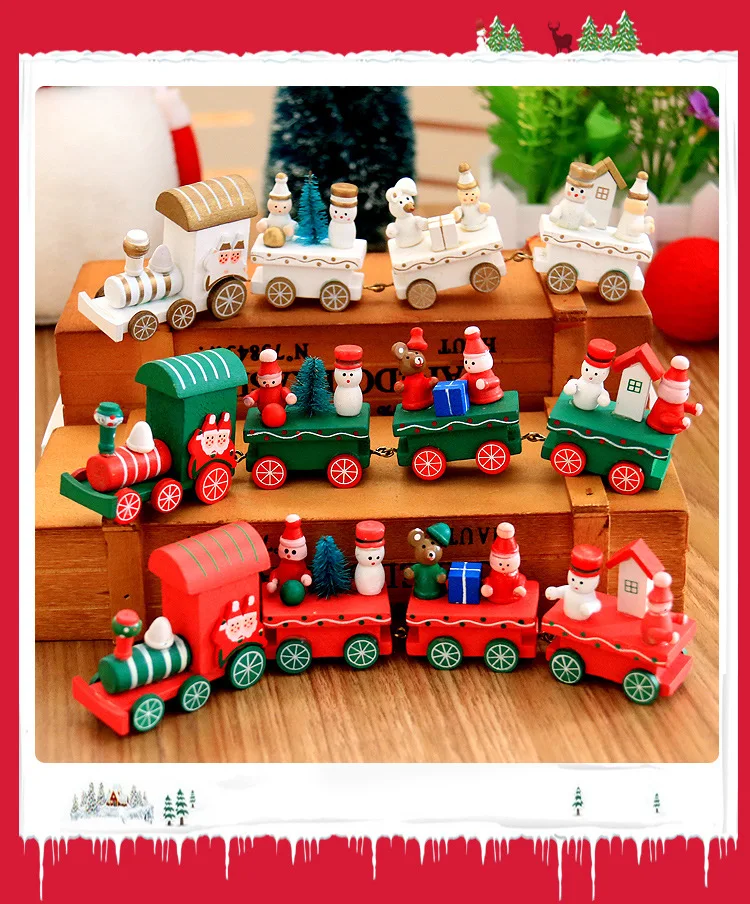 Рождественские украшения для дома Рождественский деревянный маленький поезд Рождественский подарок игрушка для детей Рождественский домашний декор Navidad