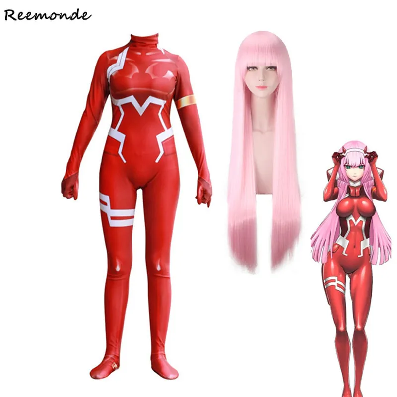 

Darling In The Franxx 002 Cosplay Costumes Zero Two 3D Printing Zentai Bodysuit Jumpsuit Synthetic Wigs Halloween For Women Men