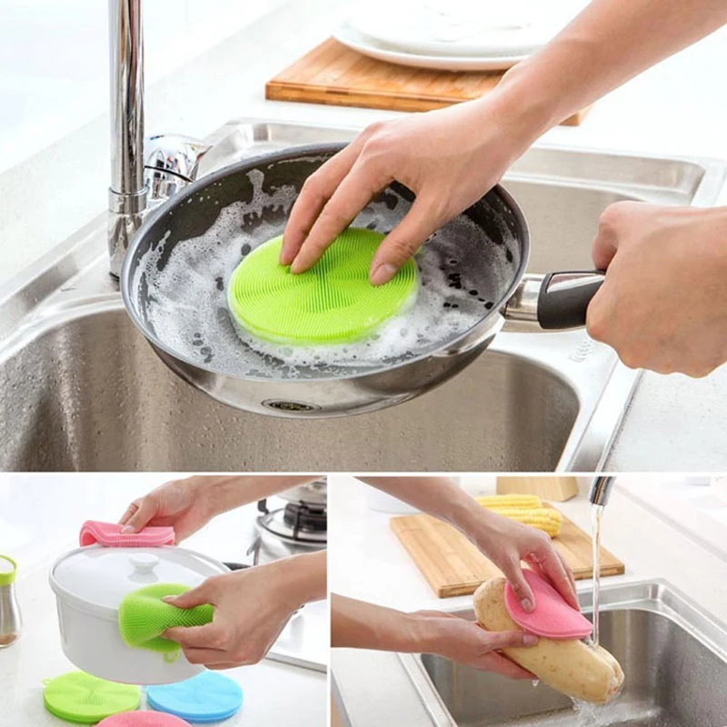 1 шт. силиконовая щётка для мытья посуды|dish washing brush|brush cleaner kitchencleaning brush |