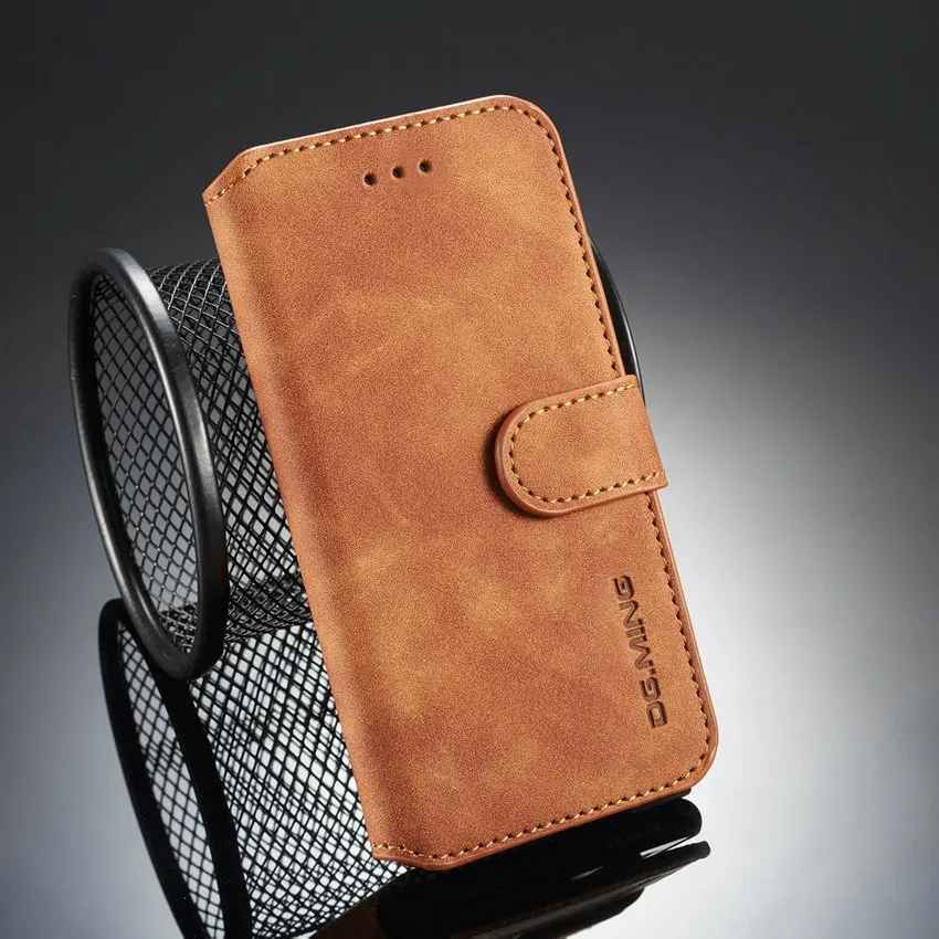 

DG.MING Retro Leather Case For iPhone 7 Case Cover Luxury Flip Magnetic Switch Wallet Case For iPhone 8 Protector Bag Etui Coque