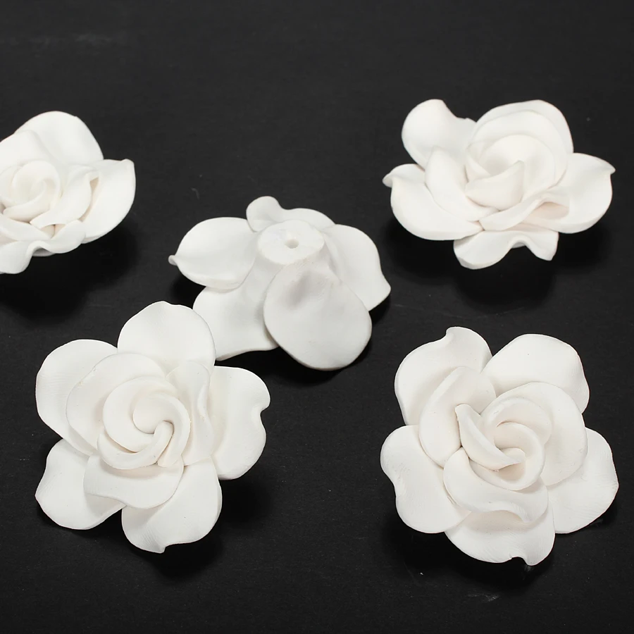 5 шт./лот 50 мм 3D большой ручной работы Полимерная глина для изготовления игрушек белый цветок розы бусины Diy Свадебные украшения платье украшения аксессуары