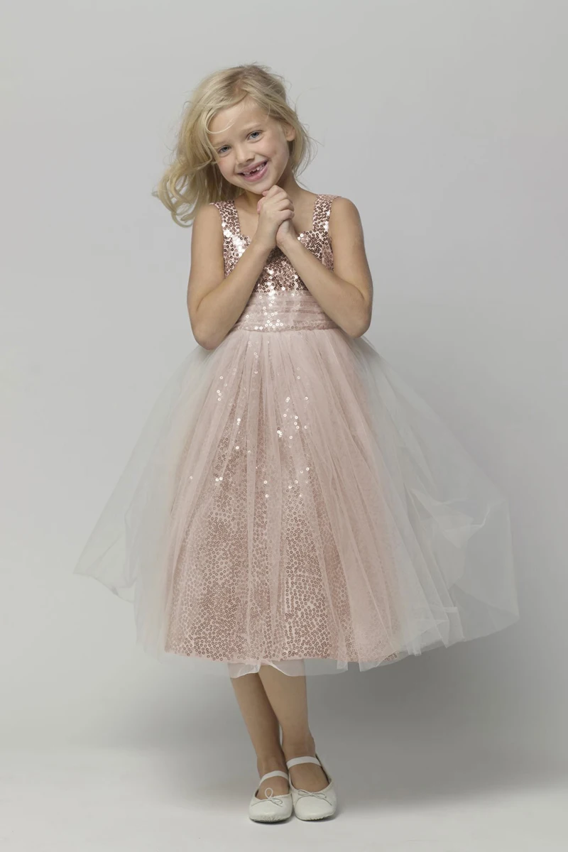 

Stunning High quailty Sequined Flower Girl Dresses for Weddings Little Infant A-line First Communion Dress 0-14 Year Old Dresses
