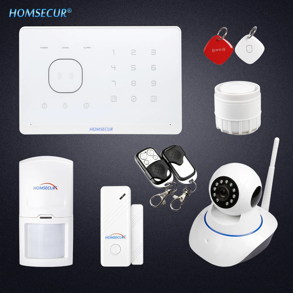 

HOMSECUR Wireless&wired GSM SMS Autodial Home Alarm System With Touch Panel