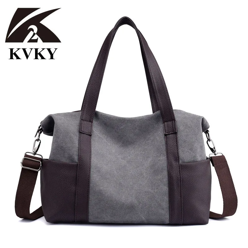 

KVKY New Shoulder Casual Bag Women Bag Handbag Messenger Bag Canvas & Leather Travel Bag for Female Daily Use Short Trip Package