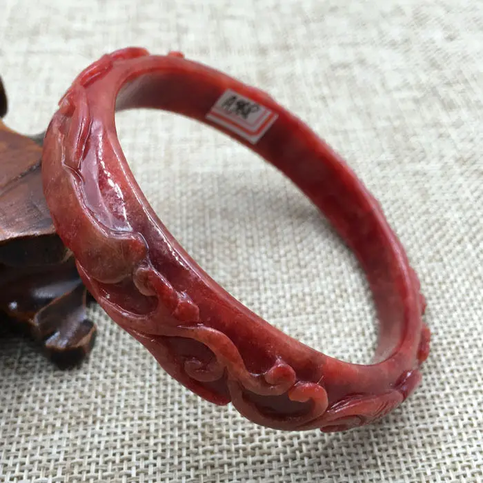 

Hot sell ->@@ 66mm Vintage Chinese Hand-carved Beautiful Red Jadeite Jade Bracelet Bangle 968 NEW -Top quality free shipping