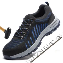 Нерушимая защитная обувь для мужчин, Рабочая обувь со стальным носком, дышащие летние рабочие ботинки, сетчатые кроссовки, размер 46