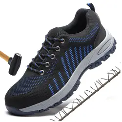 Небьющиеся защитные ботинки для мужчин в работе стальные усиленные носки рабочая обувь дышащие летние рабочие ботинки сетчатые кроссовки