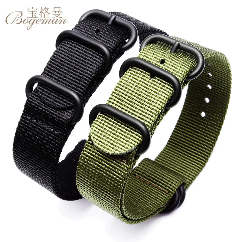 

Black Army Green Heavy Nylon Watchband NATO Zulu Watchband 18mm 19mm 20mm 22mm 21mm Striped Rainbow Canvas Replacement Watchband