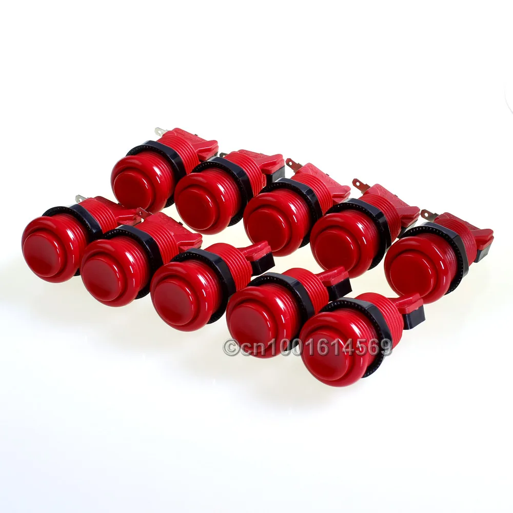 

New Easyget 10pcs/lot 30mm Arcade Happ Style Push Buttons For Arcade MAME DIY & Raspberry Pi 1 2 3 RetroPie DIY Projects - Red