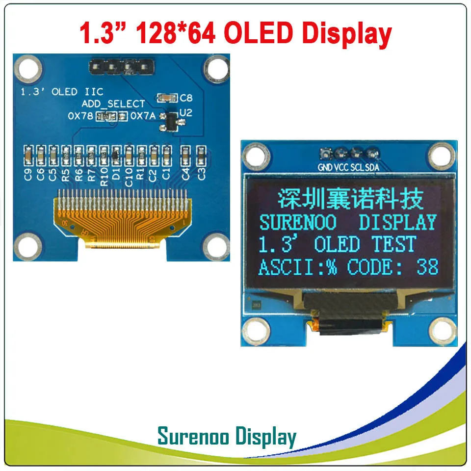 Реальный oled-дисплей, 1," 128*64 12864 Графический SPI IEC IIC ЖК-модуль, ЖК-экран LCM SH1106 контроллер - Цвет: IIC PCB in Blue