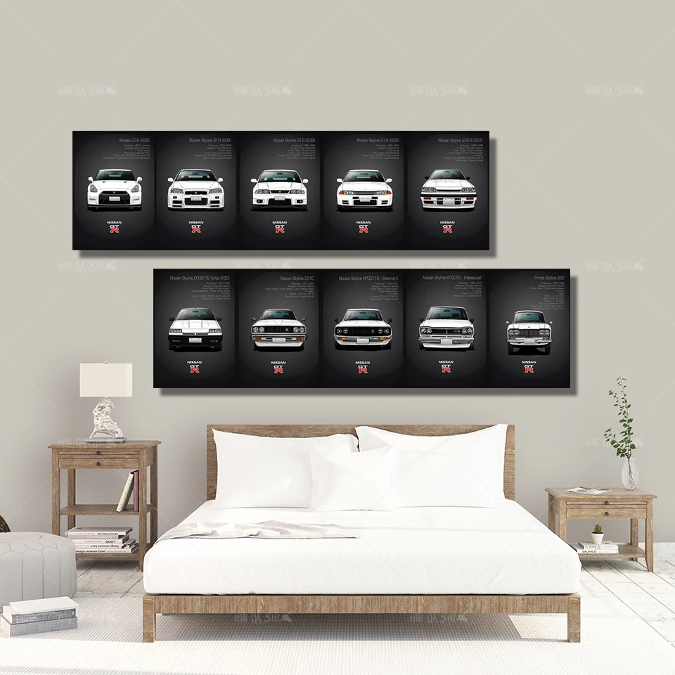 Настенные художественные полотна картины классические ретро Nissan Skyline GTR автомобильные картины прикроватные домашние декоративные Плакаты HD печать художественная роспись
