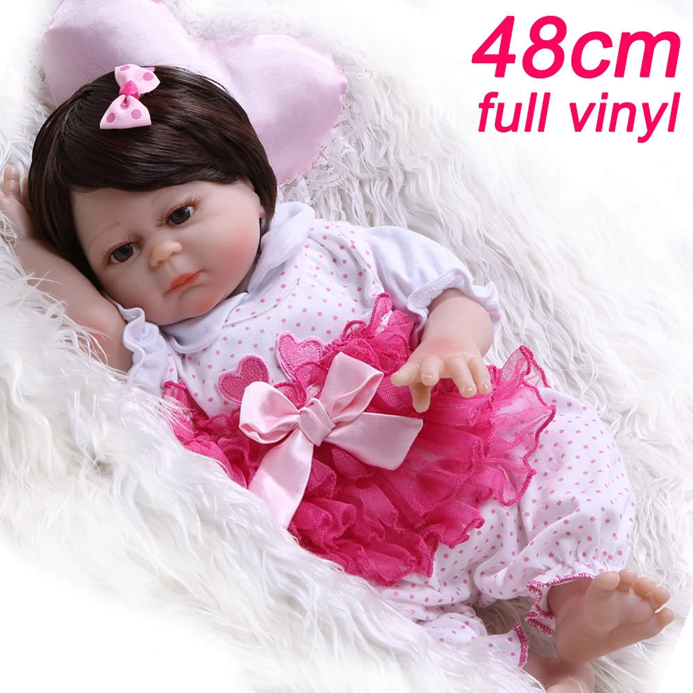 

bebe reborn doll 48cm 100% non-toxic Silicone reborn baby adorable Lifelike Bonecas girl kid menina de all silicone lol doll BJD