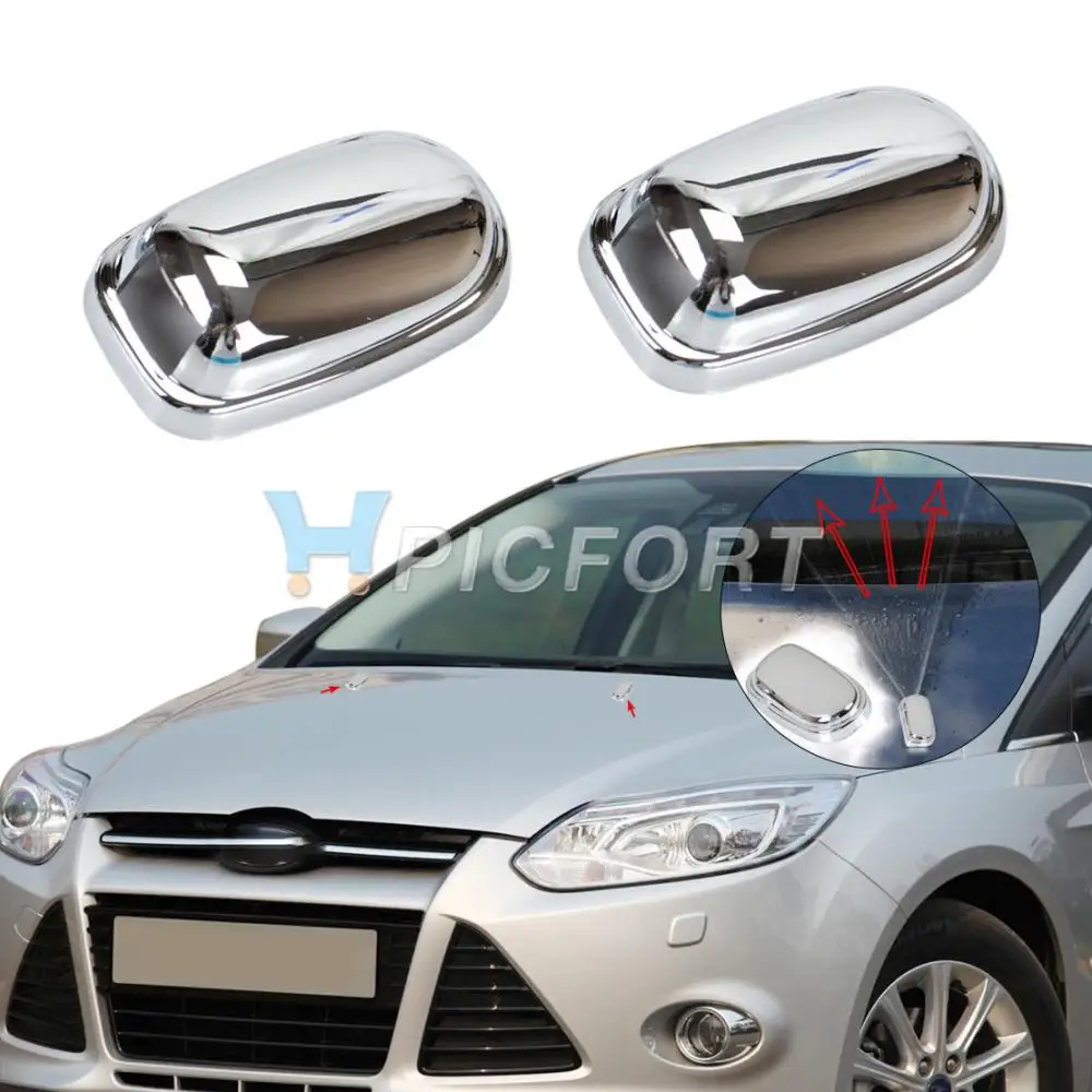 

CITALL 2Pcs Chrome Windshield Washer Wiper Water Spray Nozzle Trim Cover Protector For Ford Focus Mk3 Models 2011 2012 2013 2014