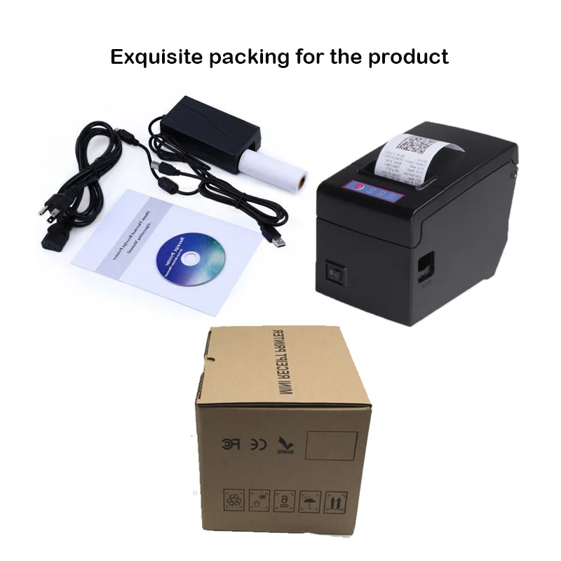 HSPOS-고품질 58mm Pos 영수증 프린터 usb 및 직렬 포트, 슈퍼마켓 지폐 인쇄 기계 E58US 용 직접 열 사용