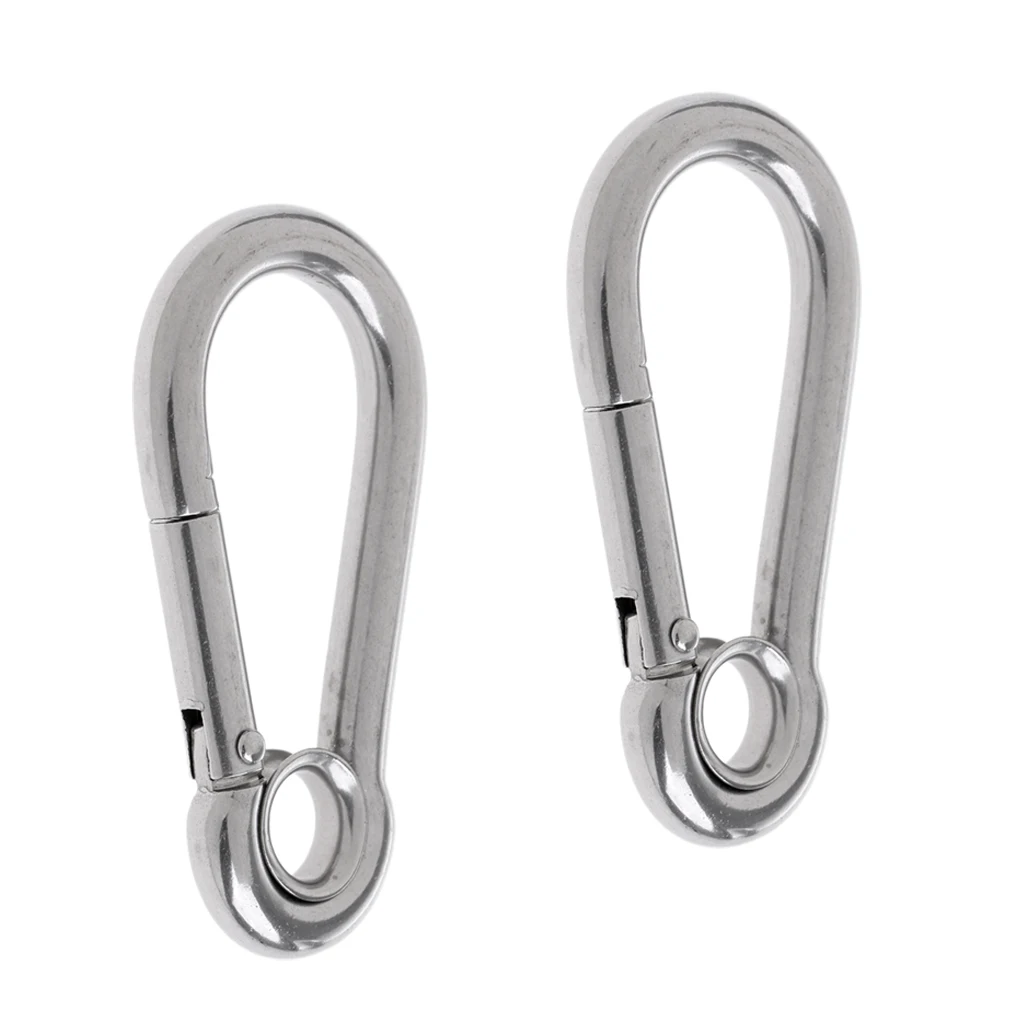 2pcs Stainless Steel Climbing Carabiner Clip Hook with Eye for Climbing