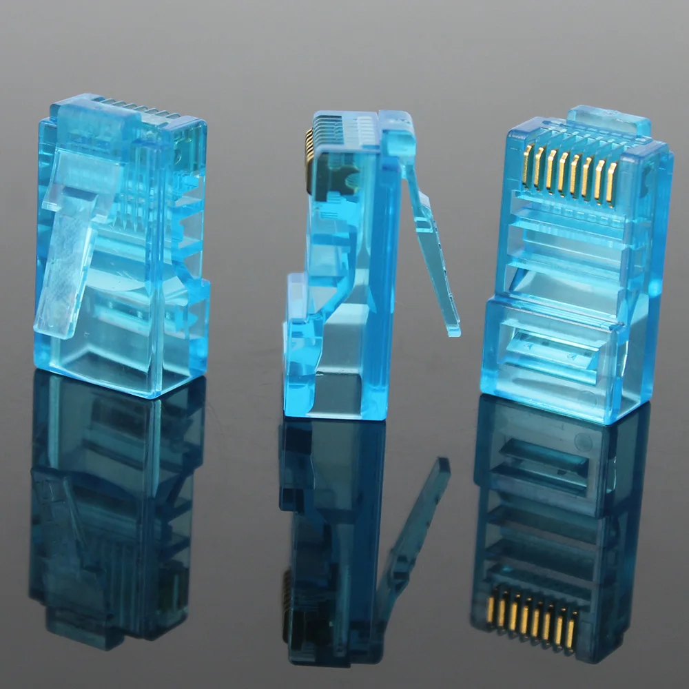  PC8018-JONSNOW Ethernet Cables Module Plug Network Connector RJ-45 Crystal Heads Cat5 Cat5e Gold Plated Network Cable (2)