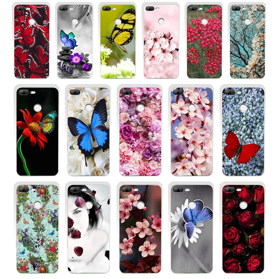 

154SD Red butterfly on white roses flower 02 gift Soft Silicone Tpu Cover phone Case for huawei Honor 8 9 Lite 8X p 9 lite 2016
