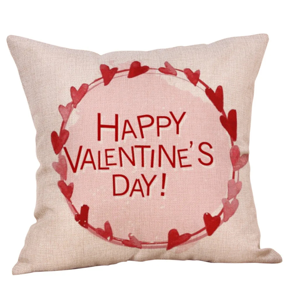 New Qualited decorative throw pillows Happy Valentine Pillow Cases Linen Sofa Car Cushion Cover