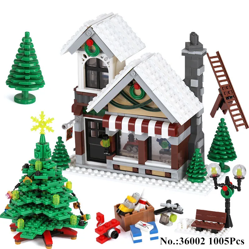 H&HXY IN STOCK 36002 Genuine 1005Pcs Creative Series The Winter Toy Shop Set Building Blocks Bricks Educational lepin Toys Gift