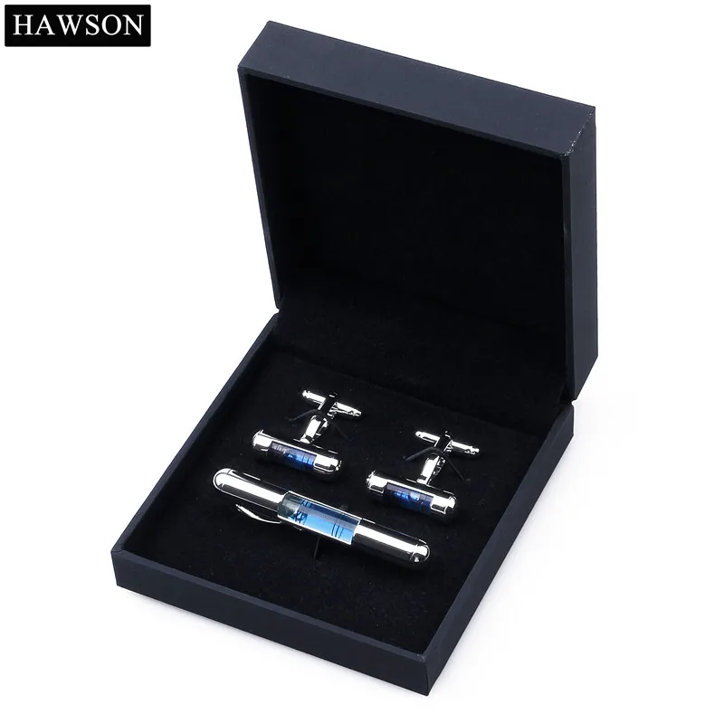 Мужские Запонки HAWSON новые И Зажимы Для Галстука Синие запонки с водой раздельные