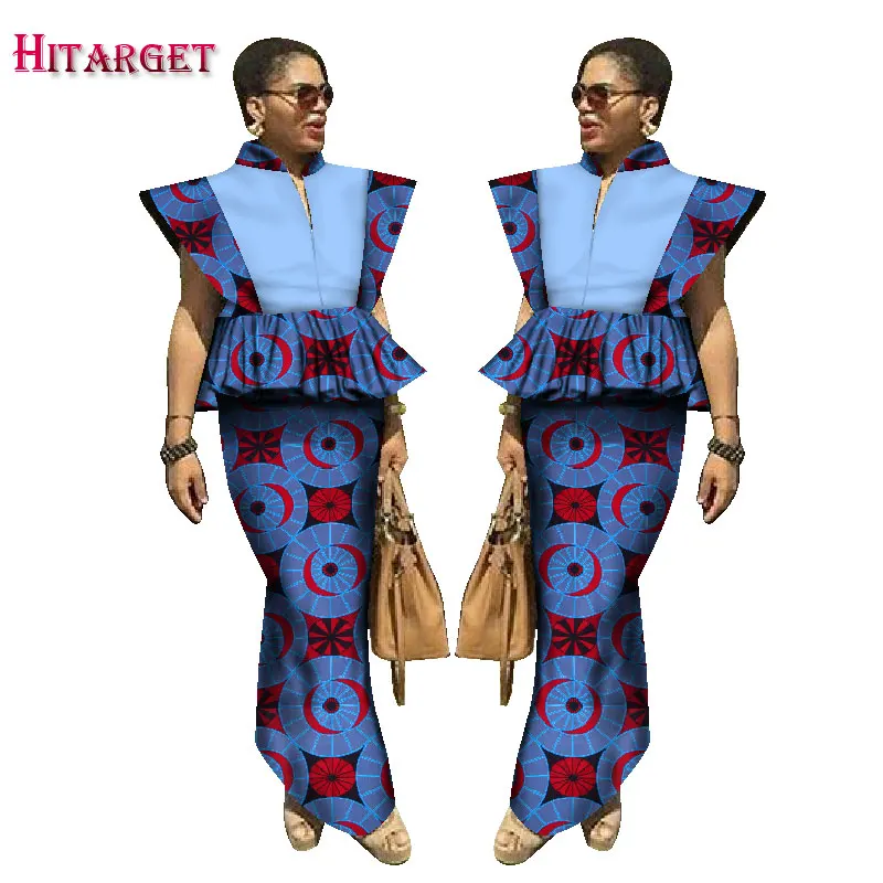 

2017 African Skirt Set For Women Africa Traditional Skirt and Top Dashiki Pint Wax 2 Piece Suits African Kanga Clothing WY1643