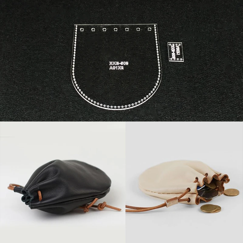 

Handmamde Coin Purse Acrylic Template Leather Pattern DIY Hobby Leathercraft Sewing Pattern Stencils 12x11cm