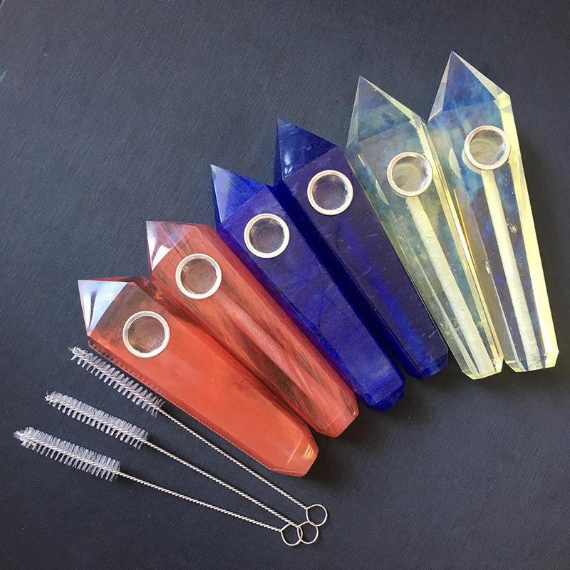 

Natural Quartz Smoking Pipe Crystal Stone Obelisk Wand Point Cigars Pipes Smoking Pipes Healing with Metal Filter 1PC