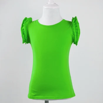 

2017 wholesale boutique girls cotton top ruffle kids t shirt lovely flutter sleeve newborn baby clothes