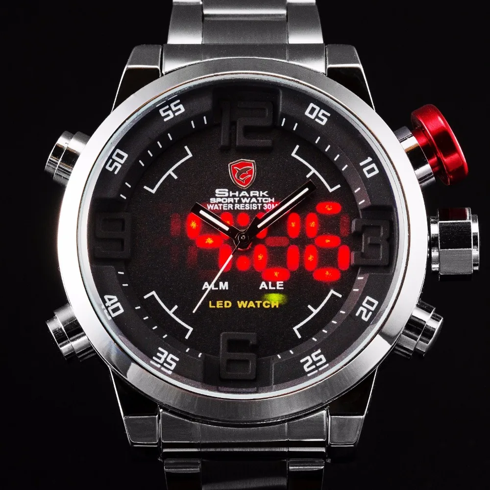 Gulper SHARK Sport Watch Brand Mens Black Luxury Full Steel Band Digital Calendar Wristwatches Quartz Relogio Masculino /SH103 Gulper SHARK Sport Watch Brand Mens Black Luxury Full Steel Band Digital Calendar Wristwatches Quartz Relogio Masculino /SH103