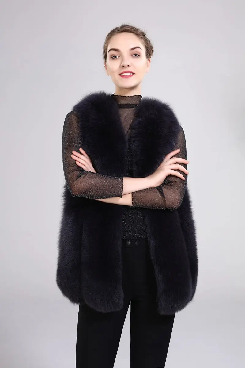 Flash Deal New arrival lady natural fox fur vest real fur waistcoat thick warm fashion medium long jacket 11