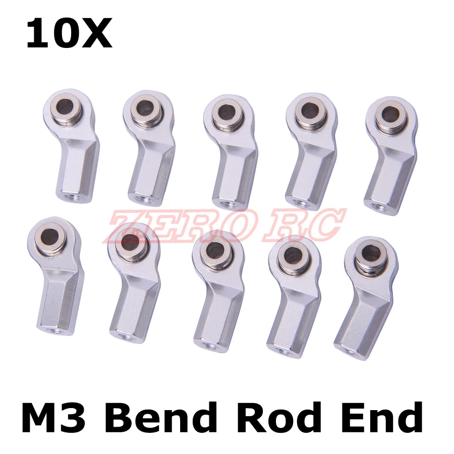 

10PCS SILVER M3 FULL METAL Ball Head Holder Bend Rod End For 1/10 RC AXIAL SCX10 D90 D110 CC01 Crawler Truck