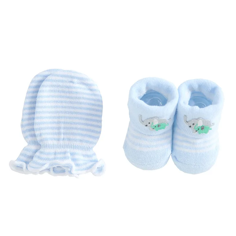 LionBear детские носки+ наборы перчаток для мальчиков и девочек Детские хлопковые мягкие унисекс 0-3 месяца Новорожденные без варежки-царапки Детские аксессуары - Цвет: 15423