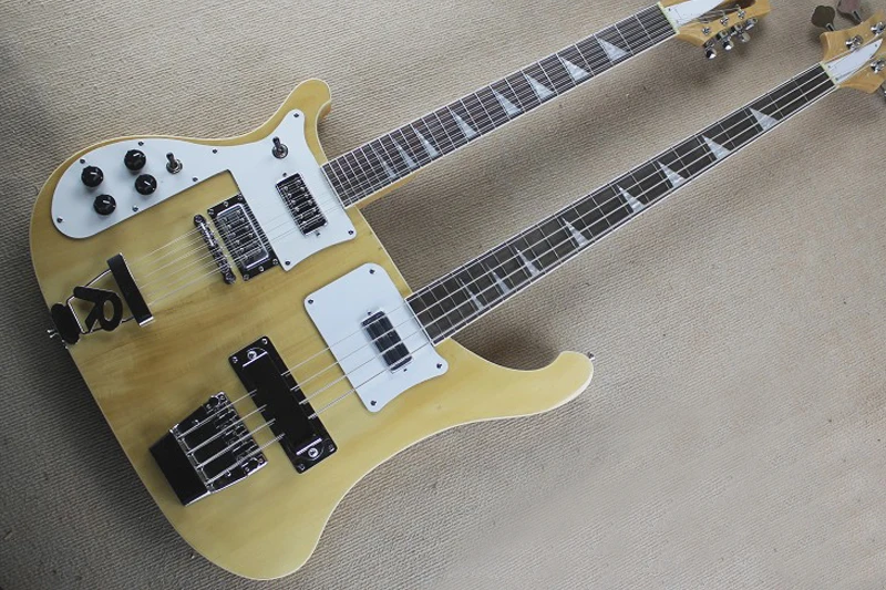 Left hand Double Neck Electric Guitar with White Pickguard,Rosewood